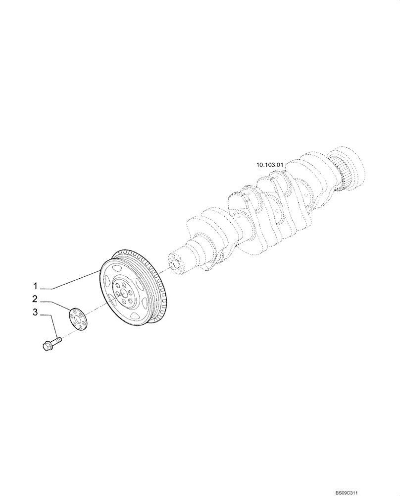 Схема запчастей Case 650L - (10.103.04) - CRANKSHAFT - PULLEY (10) - ENGINE