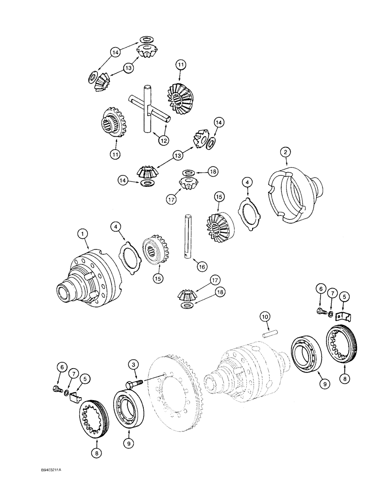 Схема запчастей Case 480F LL - (6-36) - FRONT DRIVE AXLE, DIFFERENTIAL (06) - POWER TRAIN