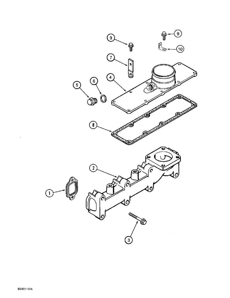 Схема запчастей Case 480F LL - (2-20) - MANIFOLDS, 4-390 ENGINE, EXHAUST, INTAKE (02) - ENGINE