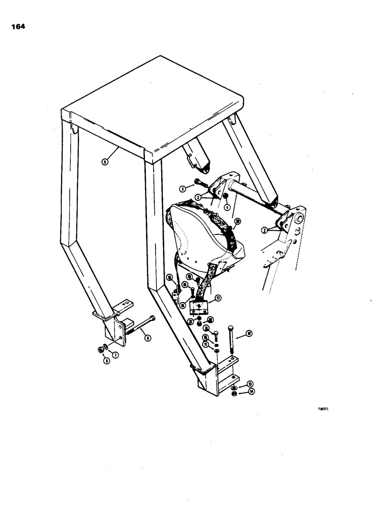 Схема запчастей Case 480B - (164) - CAB WITH ROLLBAR AND SEAT BELTS 