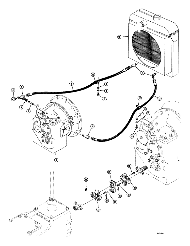 Схема запчастей Case 680CK - (098) - FORWARD AND REVERSE TRANSMISSION COOLING SYSTEM (21) - TRANSMISSION