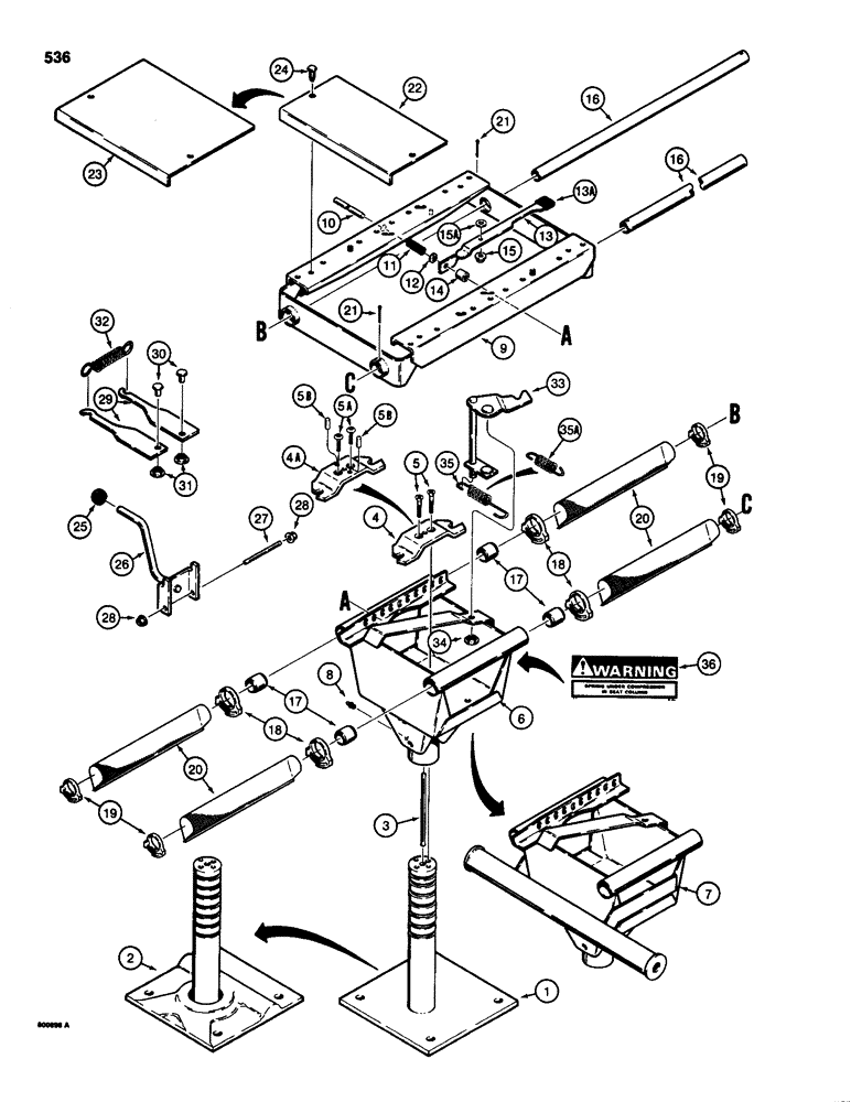 Схема запчастей Case 580SD - (536) - D124103 AND D124104 STANDARD SEAT SUPPORTS (09) - CHASSIS/ATTACHMENTS