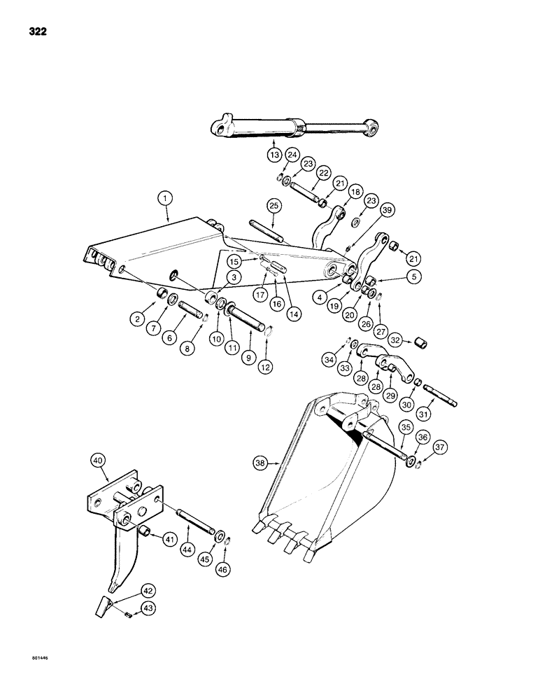 Схема запчастей Case 680H - (322) - BACKHOE DIPPER AND BUCKET (09) - CHASSIS/ATTACHMENTS