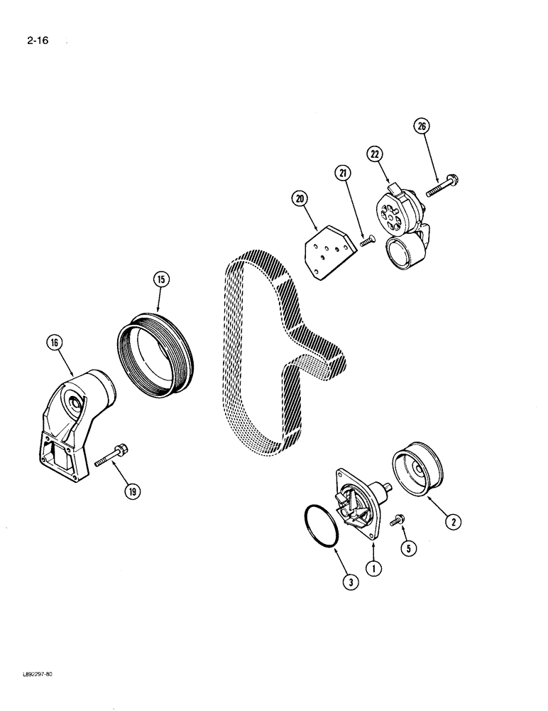 Схема запчастей Case 780D - (2-16) - WATER PUMP SYSTEM, 6T-590 ENGINE (02) - ENGINE