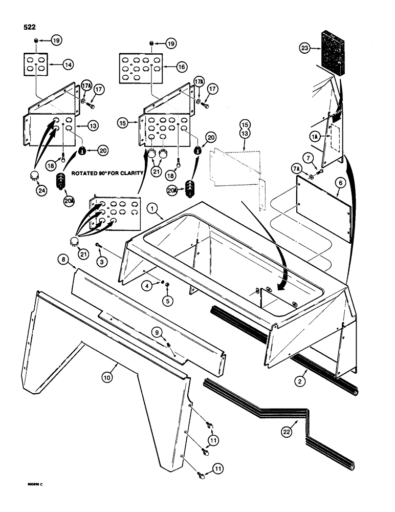 Схема запчастей Case 580SD - (522) - REAR CLOSURE PANELS, CAB MODELS WITHOUT BACKHOE (09) - CHASSIS/ATTACHMENTS