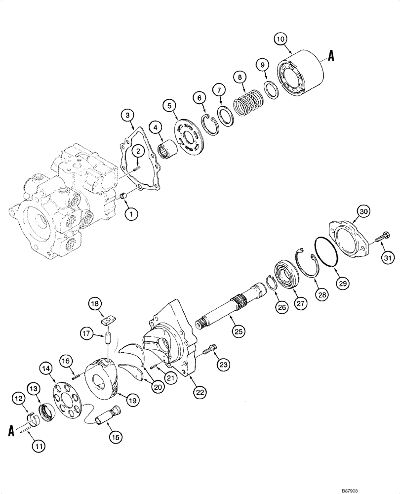 Схема запчастей Case 1840 - (06-07B) - TANDEM PUMP ASSEMBLY, FRONT DRIVE PUMP, - JAF0119226 (06) - POWER TRAIN