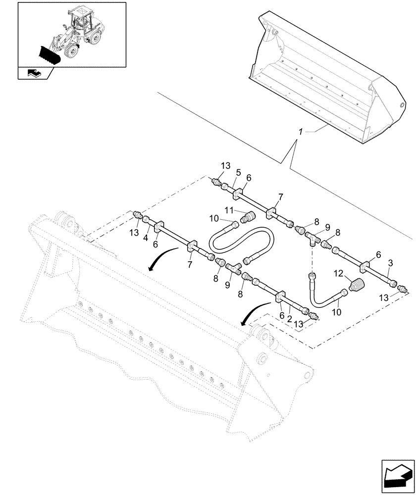 Схема запчастей Case 21E - (64.009[2772986002]) - CLAMSHELL INSTALLATION 0,7M3 X 1900 STD. (82) - FRONT LOADER & BUCKET