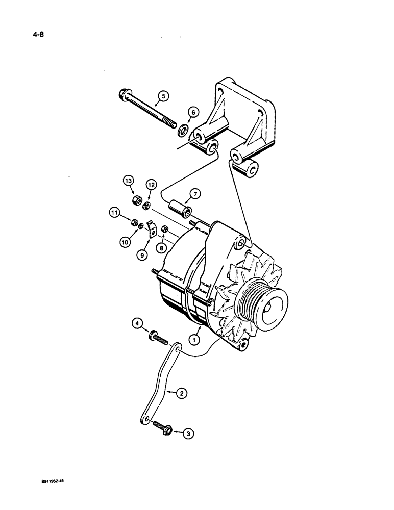 Схема запчастей Case 1187C - (4-08) - ALTERNATOR MOUNTING PARTS (04) - ELECTRICAL SYSTEMS