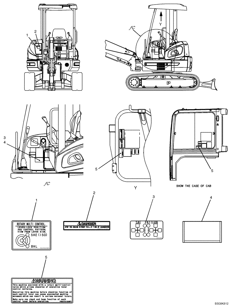 Схема запчастей Case CX27B BTW - (06-018) - NAME PLATE INSTALLATION (WARNING) (PW22T00172F1) (90) - PLATFORM, CAB, BODYWORK AND DECALS