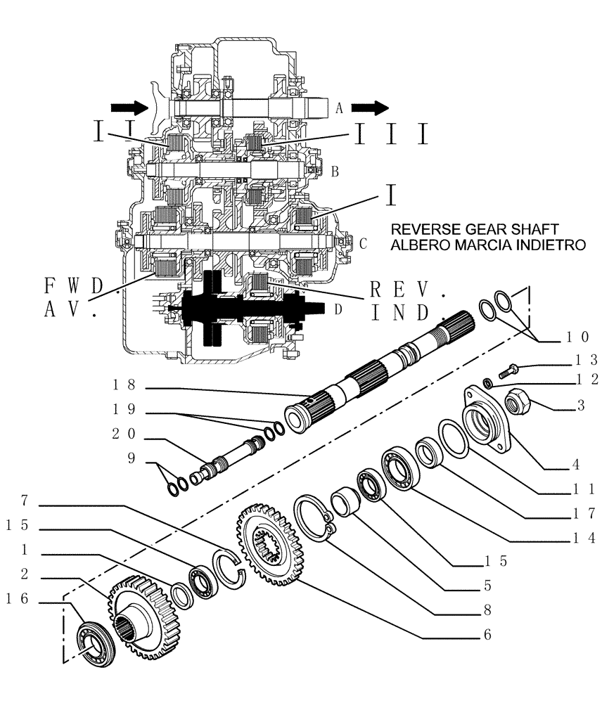 Схема запчастей Case 1850K - (1.211[23]) - TRANSMISSION - REVERSE GEAR SHAFT (29) - HYDROSTATIC DRIVE