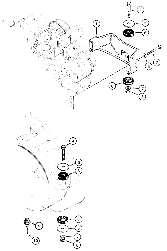 Схема запчастей Case 855E - (2-40) - ENGINE MOUNTING (02) - ENGINE