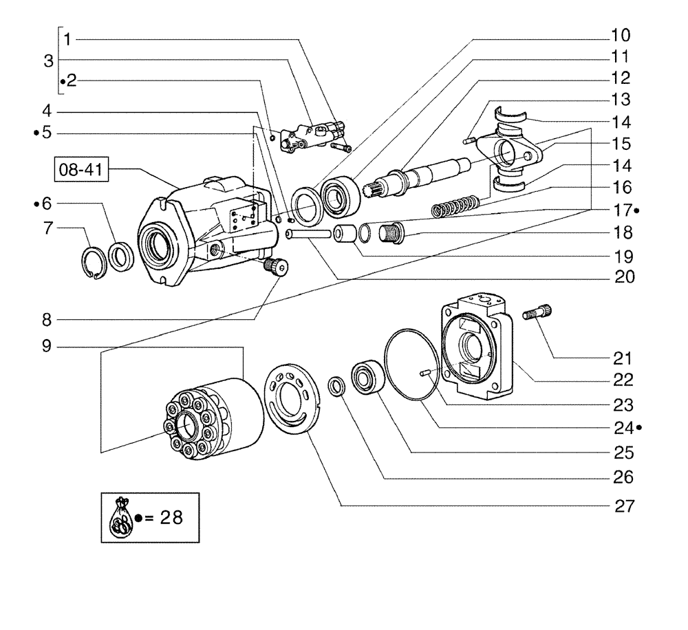 Схема запчастей Case 885B - (08-42[01]) - MAIN PUMP, BODY (08) - HYDRAULICS