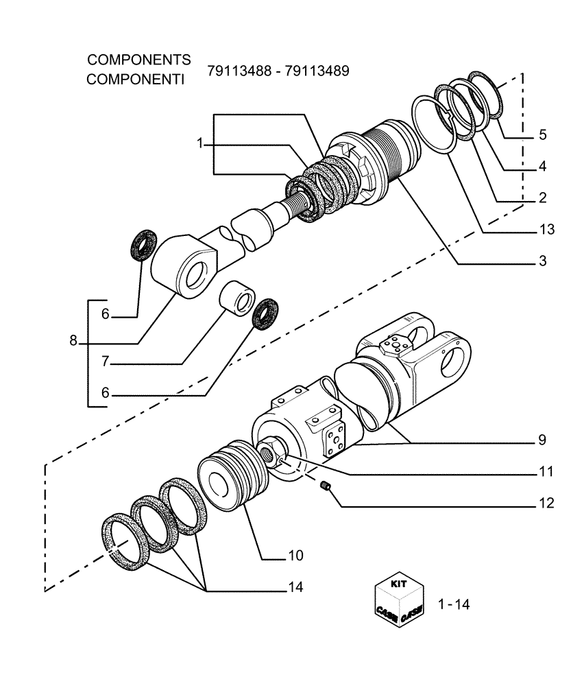 Схема запчастей Case 1850K LT - (9.522[05]) - RIPPER (PD) - LIFT CYLINDERS - OPTIONAL CODE 76078285 (19) - OPTIONS