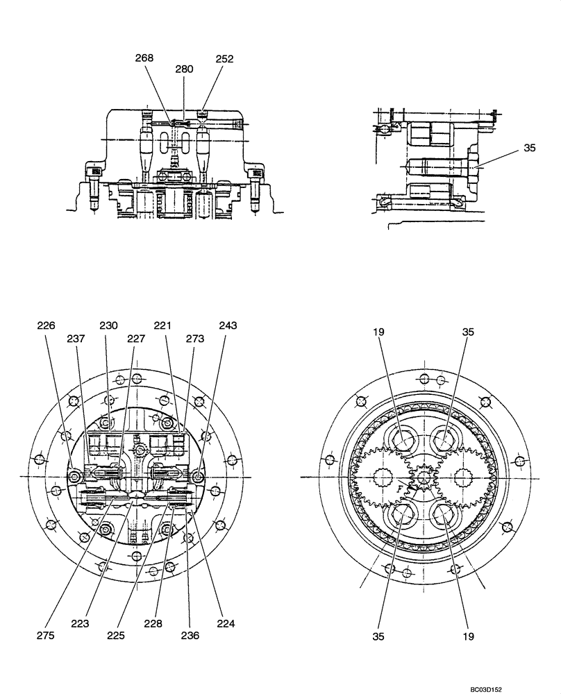 Схема запчастей Case CX31 - (06-03[00]) - MOTOR - TRACK DRIVE UPPER SECTION (CX31 ASN PW10 - 22001) (06) - POWER TRAIN