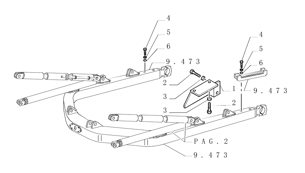 Схема запчастей Case 1850K LT - (9.476[01]) - MECHANIC TILT (HD) - STRUTS OPTIONAL CODE 76035823 (19) - OPTIONS