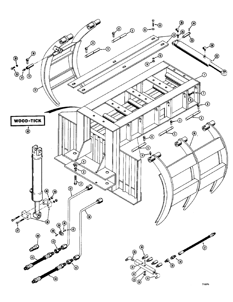 Схема запчастей Case 1530 - (104) - WOOD TICK ASSEMBLY (09) - CHASSIS/ATTACHMENTS