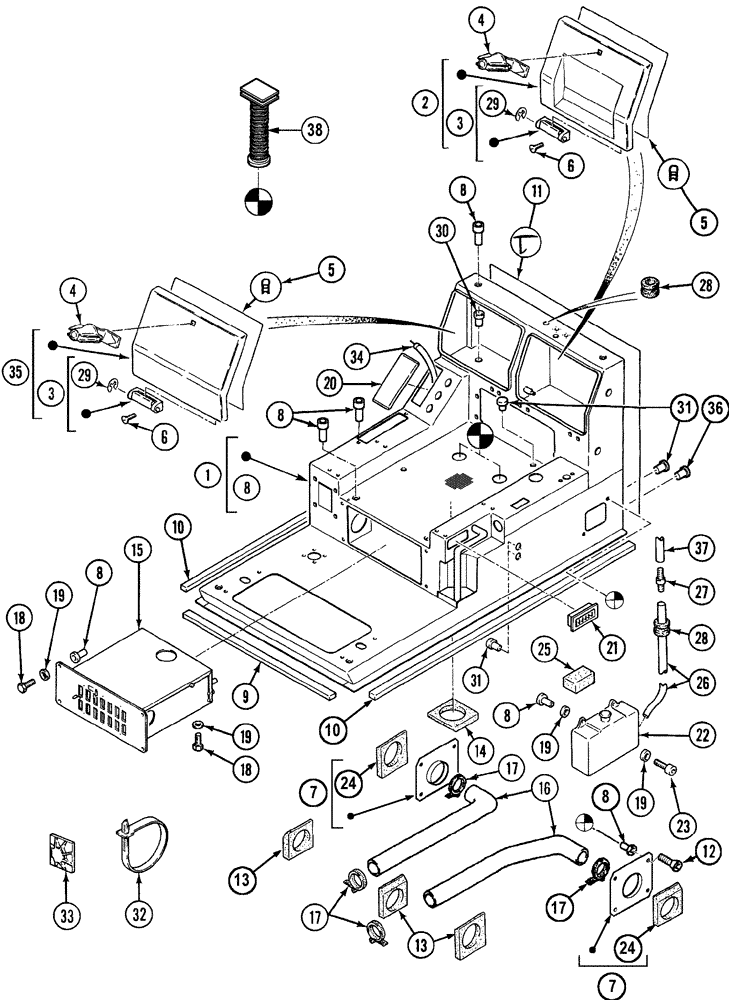 Схема запчастей Case 788 - (09D-02) - OPERATORS COMPARTMENT 788P / 788PSU (05.1) - UPPERSTRUCTURE CHASSIS/ATTACHMENTS