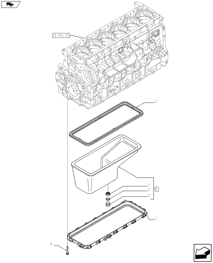 Схема запчастей Case F3DFA613A E002 - (10.102.01) - OIL SUMP & RELATED PARTS (504052953) (10) - ENGINE