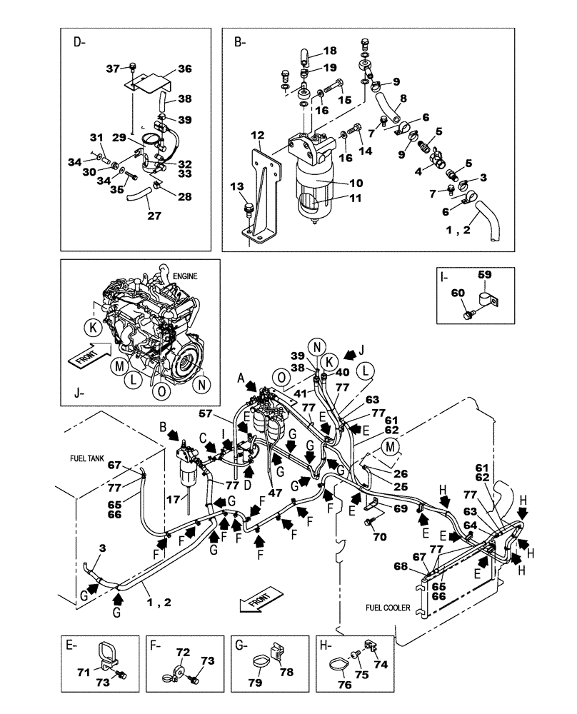 Схема запчастей Case CX470C - (03-001-00[01]) - FUEL SYSTEM (02) - FUEL SYSTEM