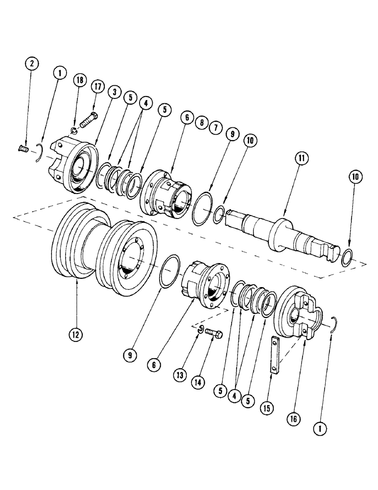 Схема запчастей Case 980 - (101A) - DOUBLE FLANGE TRACK ROLLER, (USED ON UNITS WITH SERIAL NUMBER 6203128 AND UP) (04) - UNDERCARRIAGE