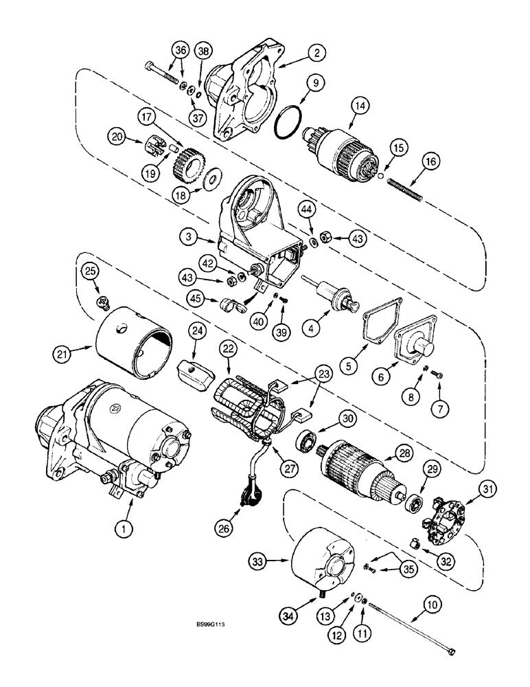 Схема запчастей Case 590SL - (4-02) - STARTER (04) - ELECTRICAL SYSTEMS