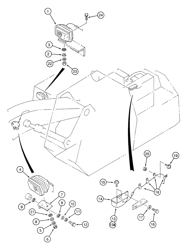 Схема запчастей Case 9020 - (4-22) - WORK LAMPS AND WIRING (04) - ELECTRICAL SYSTEMS