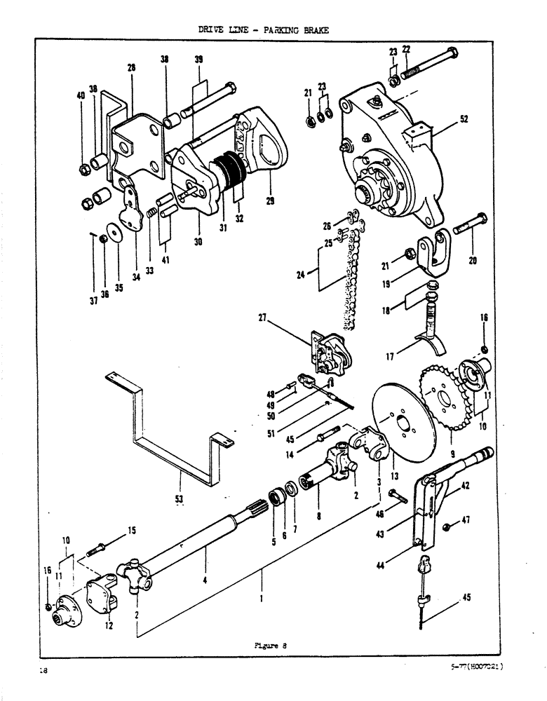 Схема запчастей Case DAVIS - (18) - DRIVE LINE, PARKING BRAKE 