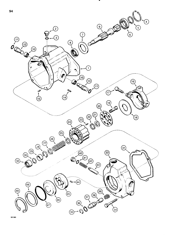 Схема запчастей Case SD100 - (094) - H581215 PROPULSION PUMP (29) - HYDROSTATIC DRIVE