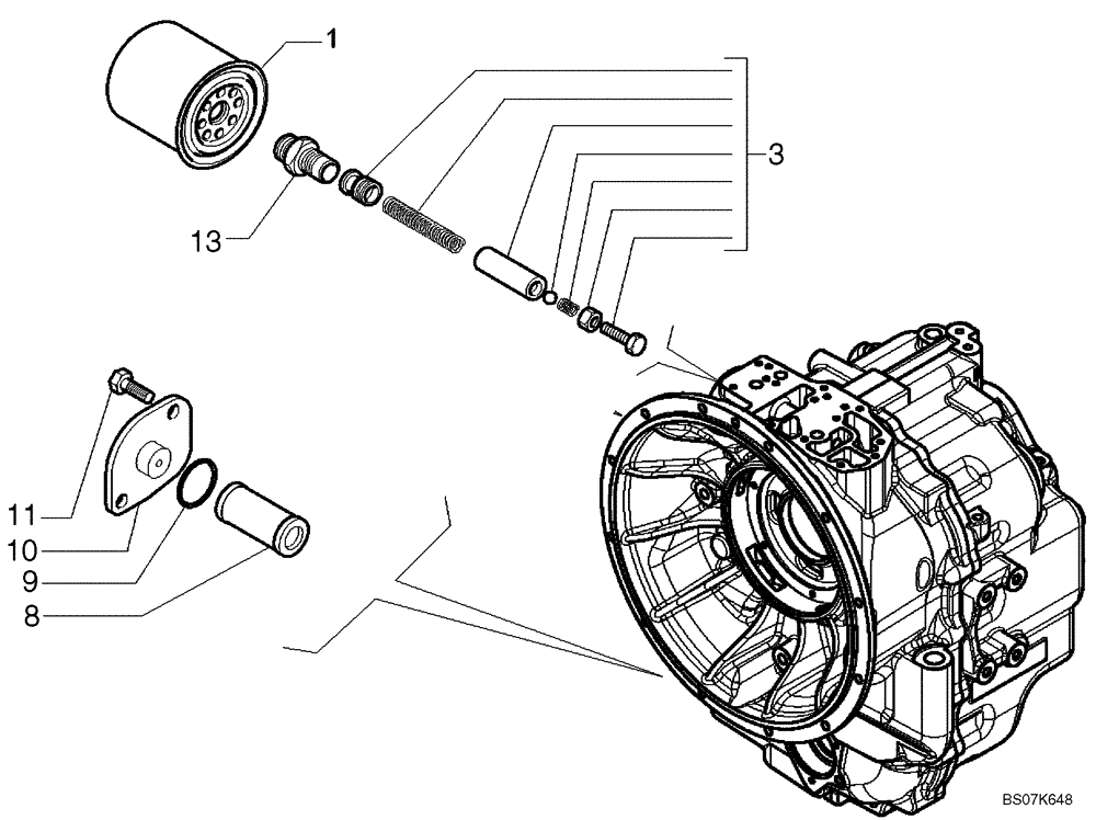 Схема запчастей Case 590SM - (06-21) - TRANSMISSION ASSY, 4WD (590SM/SM+) - FILTER, OIL (06) - POWER TRAIN