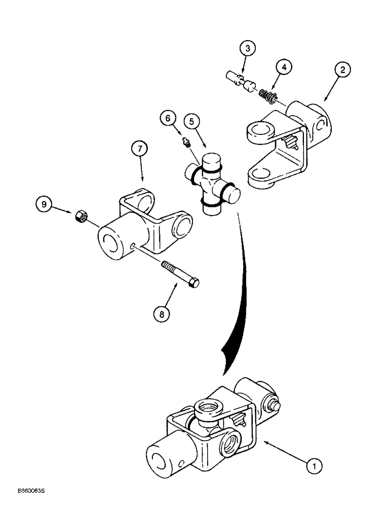 Схема запчастей Case 860 - (9-094) - HYDRA-BORER ATTACHMENT UNIVERSAL JOINT (09) - CHASSIS/ATTACHMENTS