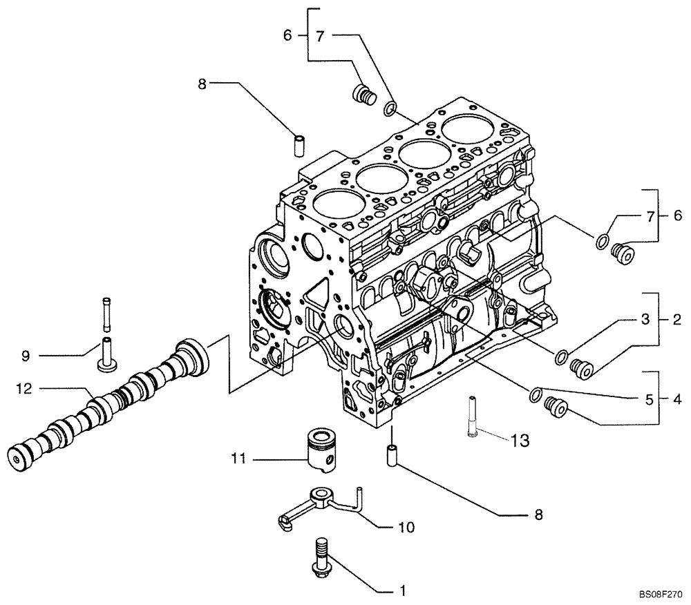 Схема запчастей Case 590SM - (02-10) - CYLINDER BLOCK (02) - ENGINE