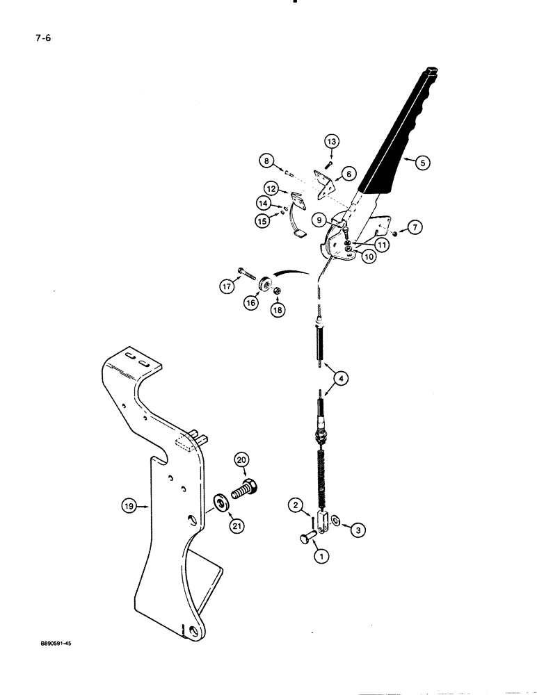 Схема запчастей Case 621 - (7-06) - PARKING BRAKE CONTROLS (07) - BRAKES