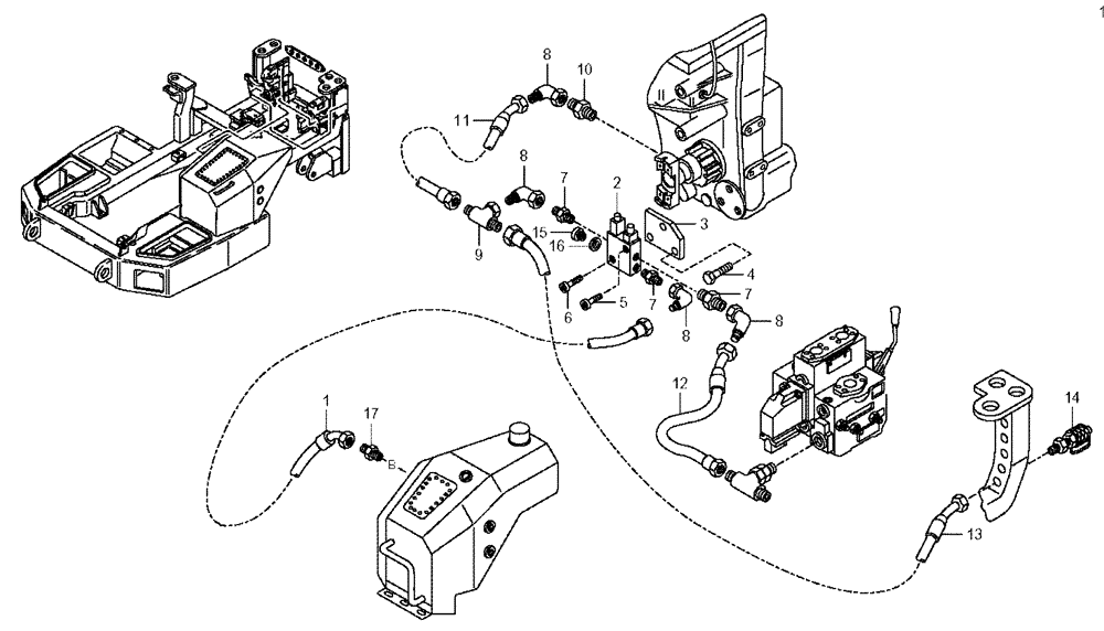 Схема запчастей Case 330 - (40A00010210[02]) - HYDRAULIC CIRCUIT - DIFFERENTIAL LOCKING (09) - Implement / Hydraulics / Frame / Brakes