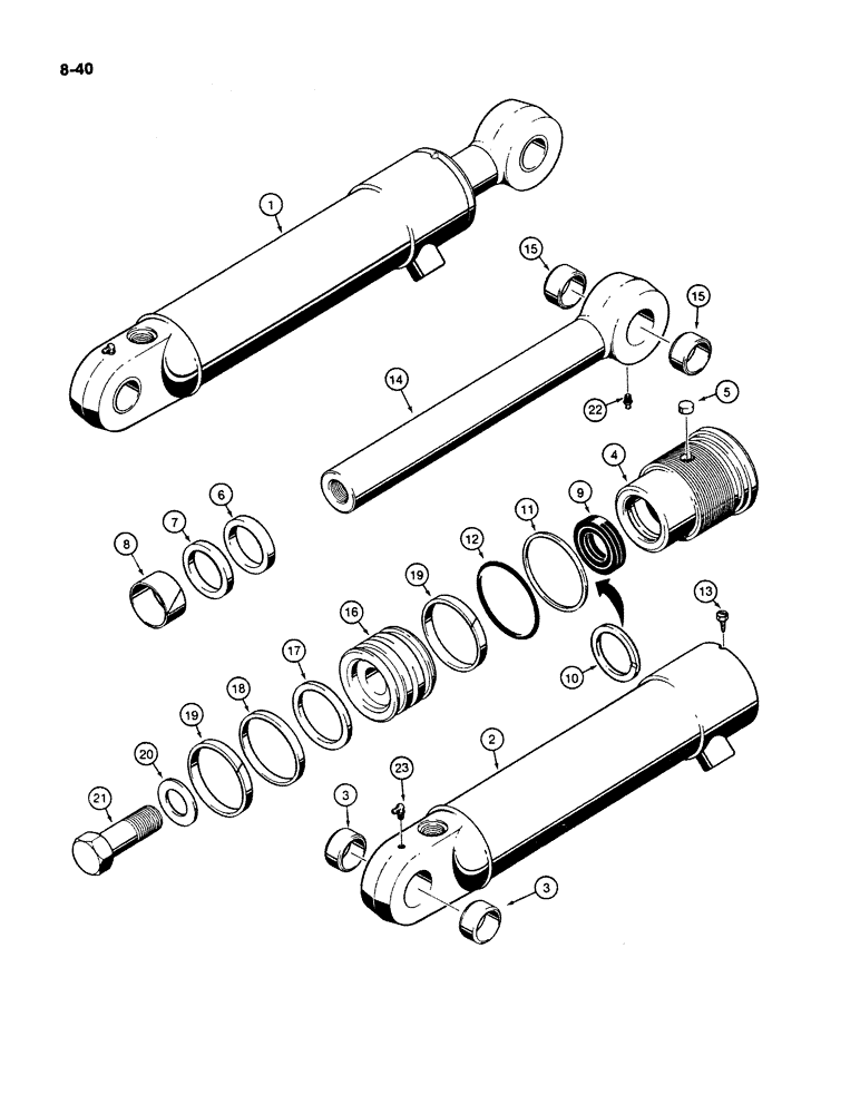 Схема запчастей Case W11B - (8-040) - G101190 AND G101191 LOADER CLAM CYLINDERS (08) - HYDRAULICS