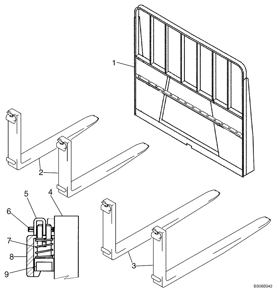 Схема запчастей Case 430 - (09-12) - PALLET FORK (09) - CHASSIS