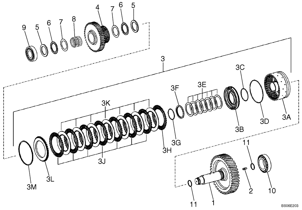 Схема запчастей Case 821E - (06-09) - TRANSMISSION - CLUTCH ASSY, THIRD - PRIOR TO P.I.N. N7F203144 (06) - POWER TRAIN