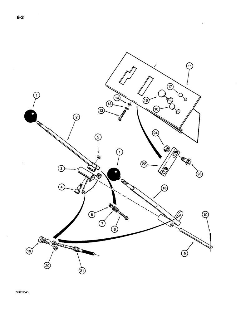 Схема запчастей Case W14C - (6-02) - TRANSMISSION CONTROL PARTS, SHIFT LEVER (06) - POWER TRAIN