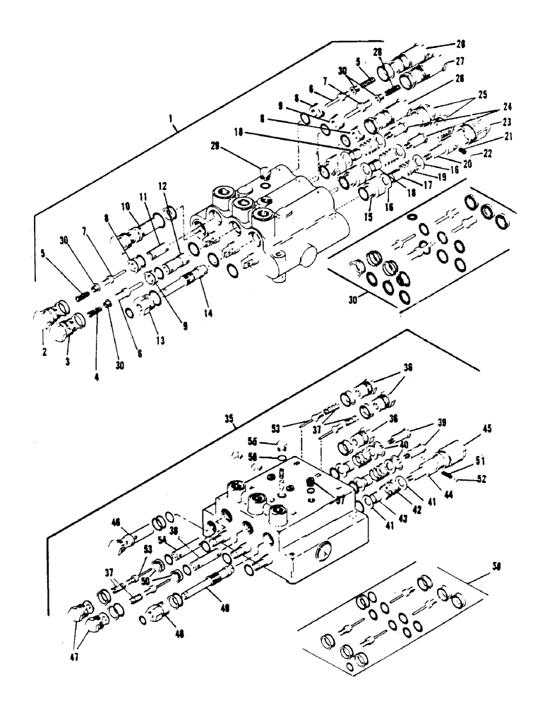 Схема запчастей Case 1000 - (64) - BOOM, TILT & SLOW SPEED VALVE ASSEMBLIES 