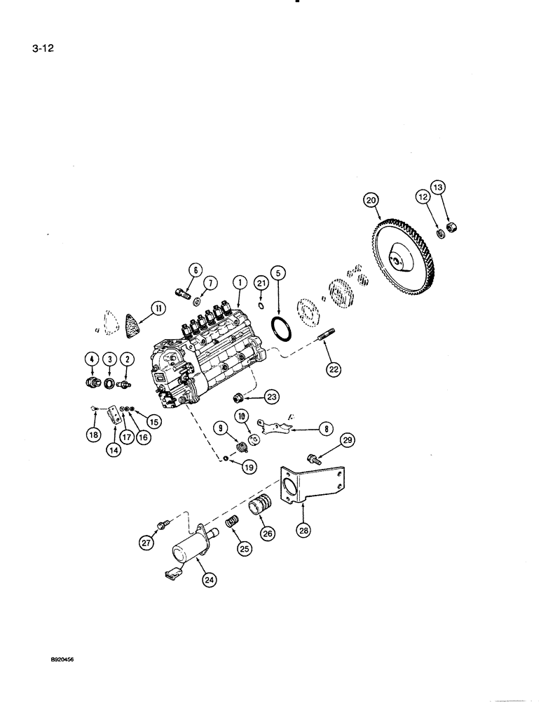 Схема запчастей Case 821 - (3-012) - FUEL INJECTION PUMP AND DRIVE, 6T-830 ENGINE (03) - FUEL SYSTEM