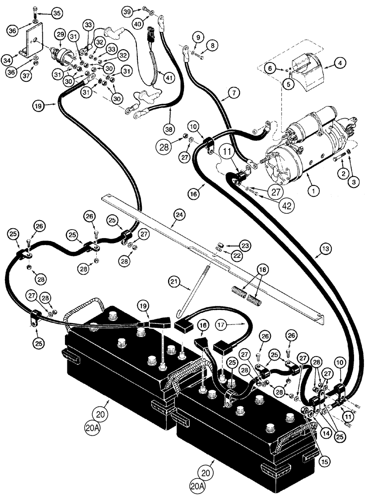 Схема запчастей Case 921C - (04-22) - BATTERY - CABLES (04) - ELECTRICAL SYSTEMS