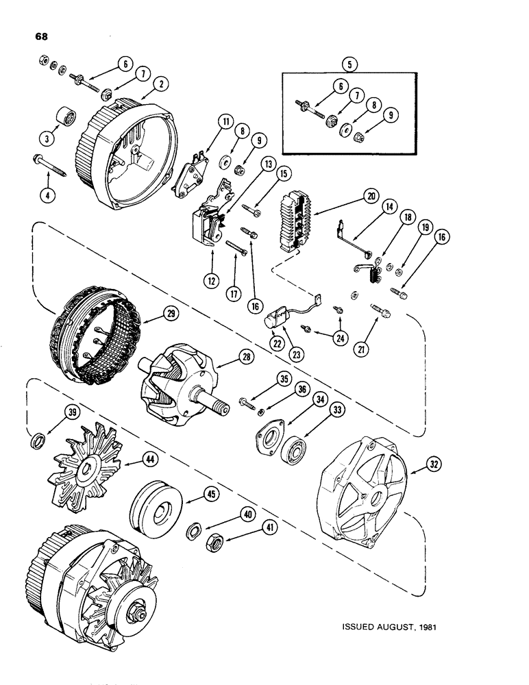 Схема запчастей Case 480C - (068) - L102693 ALTERNATOR, DELCO-REMY NUMBER 1103125, USES METRIC HARDWARE, 188 DIESEL ENGINE (55) - ELECTRICAL SYSTEMS