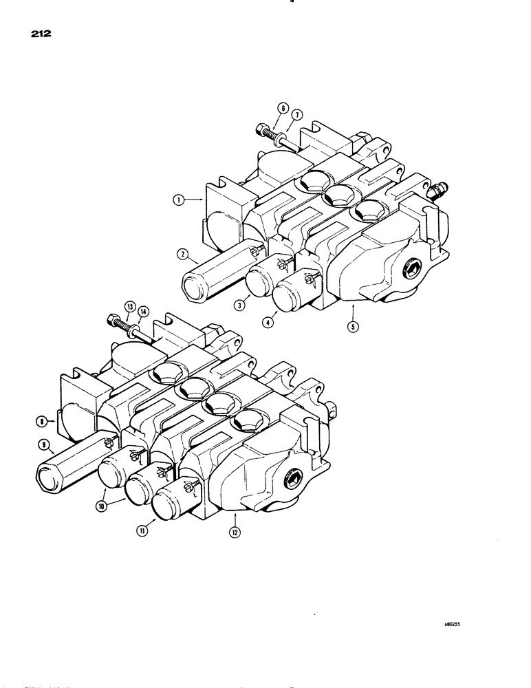 Схема запчастей Case 1150 - (212) - DOZER CONTROL VALVE (07) - HYDRAULIC SYSTEM