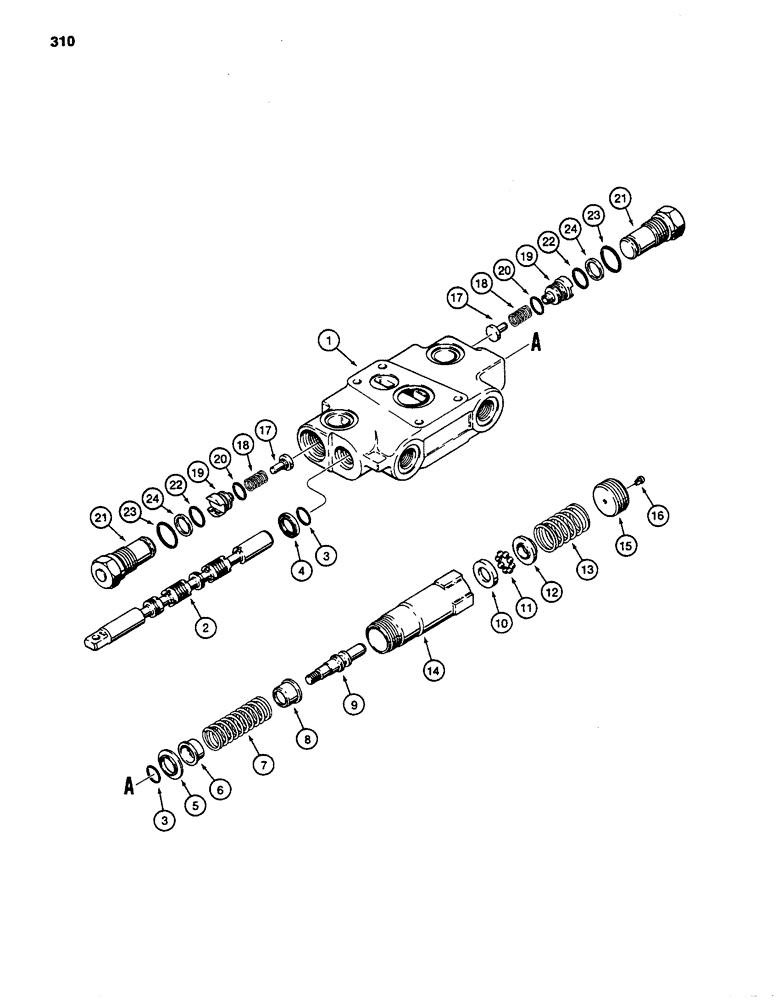 Схема запчастей Case 480D - (310) - CASE LOADER CONTROL VALVE - TWO SPOOL, LIFT SECTION (35) - HYDRAULIC SYSTEMS