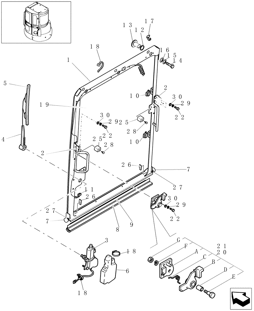 Схема запчастей Case CX27B - (1.250B[06]) - CAB (01) - Section 1