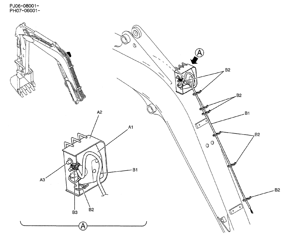 Схема запчастей Case CX50B - (03-005) - LIGHT INSTAL (BOOM) (PW80E00012F1 & PH15E00004F1) Attachments