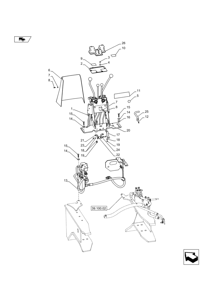 Схема запчастей Case 580SN WT - (35.726.27) - VAR - 742369 - CONTROL - BACKHOE, 2 LEVER (35) - HYDRAULIC SYSTEMS