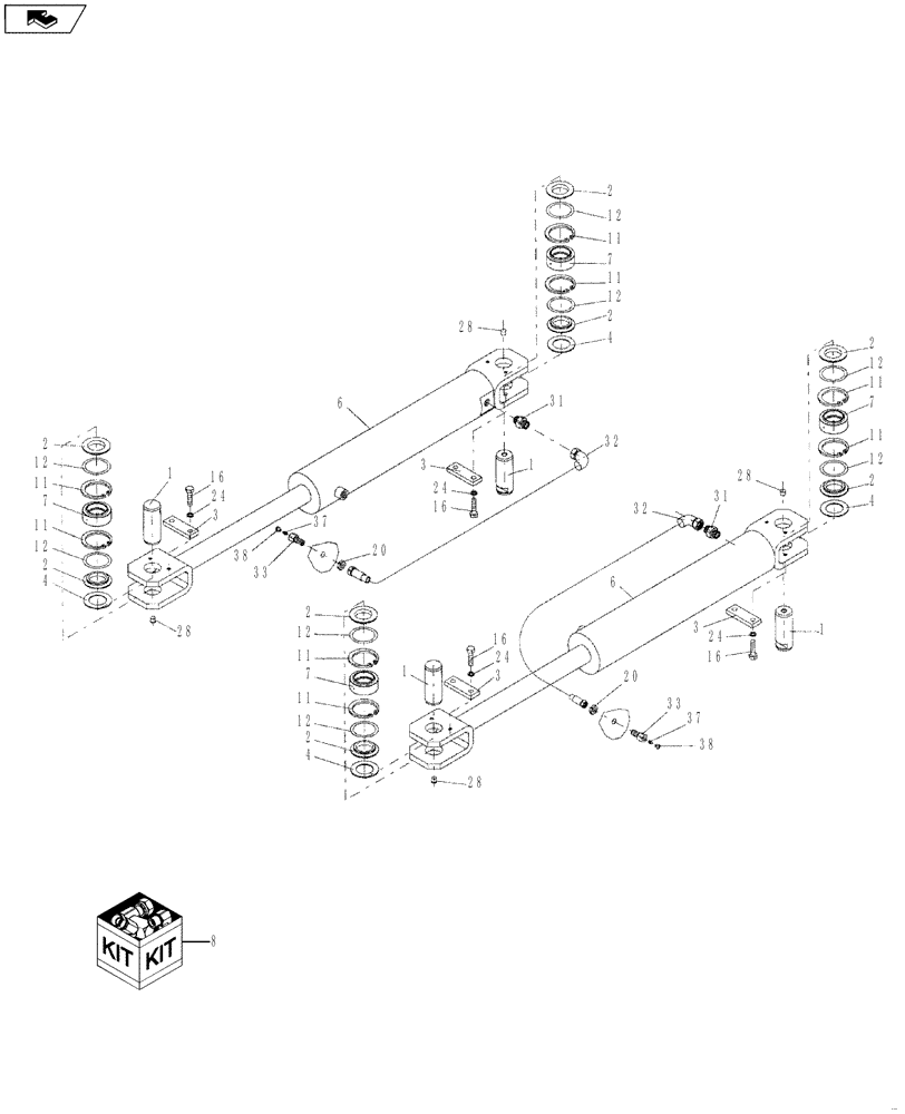 Схема запчастей Case SV216 - (41.216.01) - CYLINDER, STEERING (GROUP 372) (ND126675) (41) - STEERING