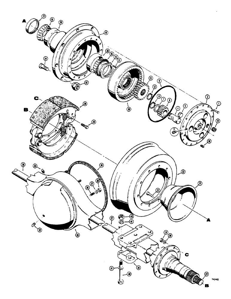 Схема запчастей Case 680CK - (088) - L54078 REAR AXLE, AXLE HOUSING AND PLANETARY (27) - REAR AXLE SYSTEM