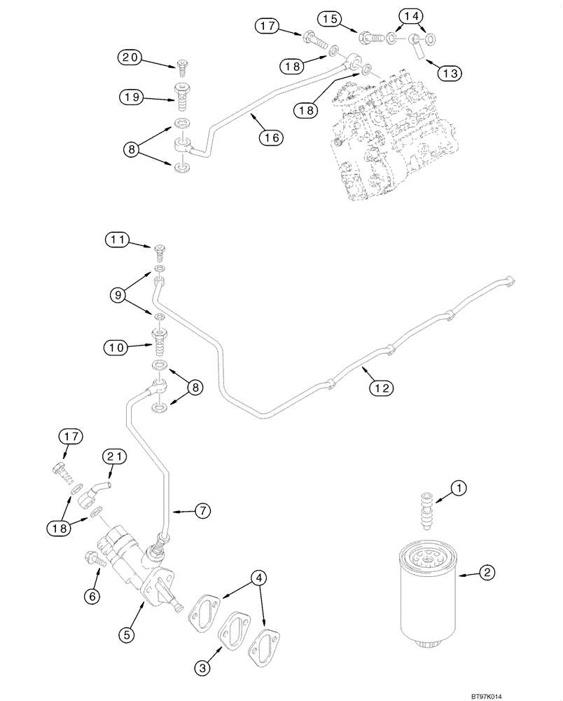 Схема запчастей Case CX130 - (03-05) - FUEL FILTER - PUMP, LIFT (03) - FUEL SYSTEM