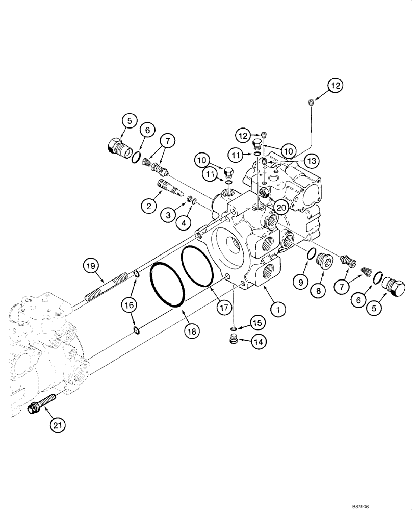 Схема запчастей Case 1840 - (06-08) - TANDEM PUMP ASSEMBLY, FRONT DRIVE PUMP, JAF0119226 - JAF0343518 (06) - POWER TRAIN